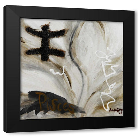 Piscus Black Modern Wood Framed Art Print by die Zakko, Art