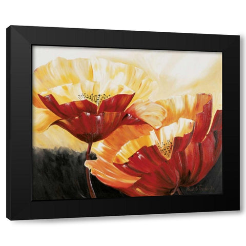 The three poppies Black Modern Wood Framed Art Print by Frederiks, Beatrix