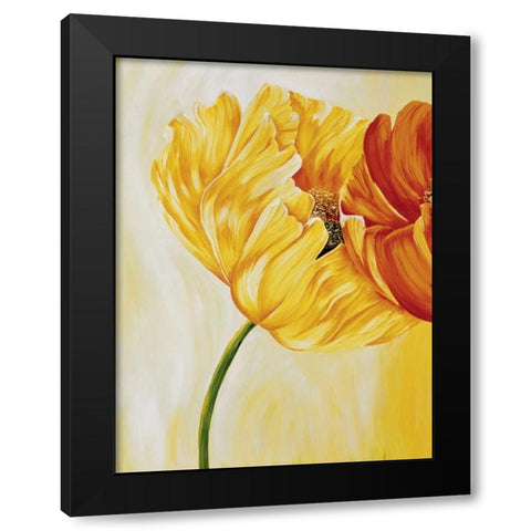 Dancing Tulips I Black Modern Wood Framed Art Print with Double Matting by Frederiks, Beatrix