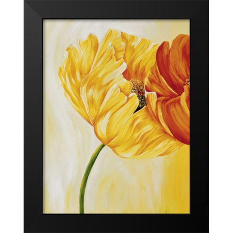 Dancing Tulips I Black Modern Wood Framed Art Print by Frederiks, Beatrix
