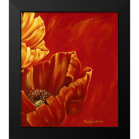 Poppies in bloom II Black Modern Wood Framed Art Print by Frederiks, Beatrix