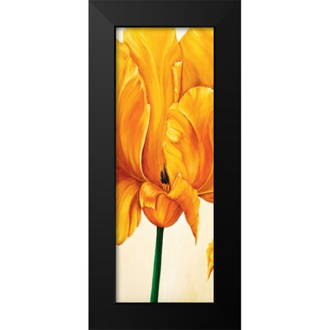 Tulips in Tryptichon I Black Modern Wood Framed Art Print by Frederiks, Beatrix