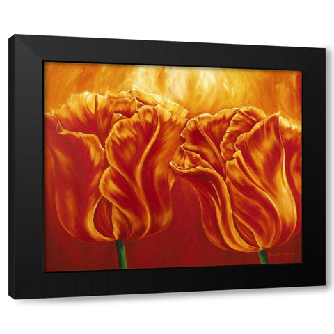 Tulips SQ Black Modern Wood Framed Art Print with Double Matting by Frederiks, Beatrix