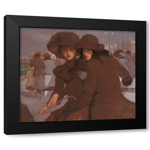 Friends I Black Modern Wood Framed Art Print by van Rooijen, Carel