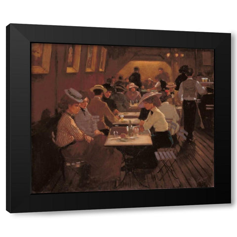 Old barscene Black Modern Wood Framed Art Print by van Rooijen, Carel