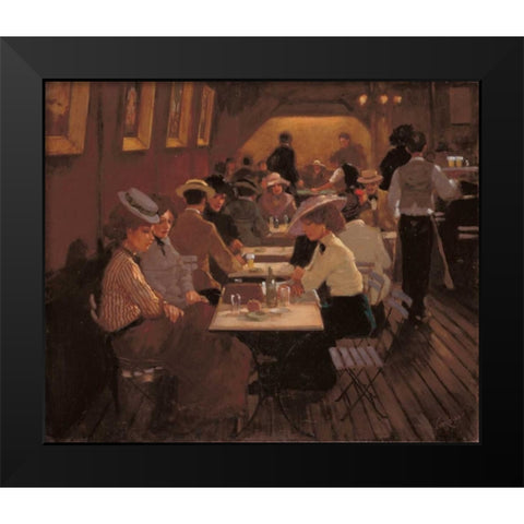 Old barscene Black Modern Wood Framed Art Print by van Rooijen, Carel