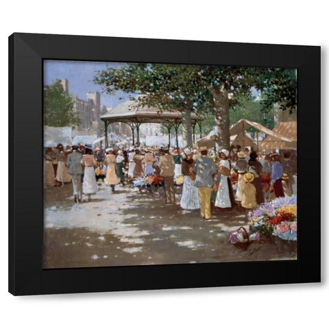 Old Market place I Black Modern Wood Framed Art Print with Double Matting by van Rooijen, Carel