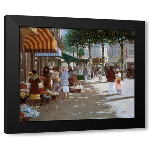 Old Market place II Black Modern Wood Framed Art Print with Double Matting by van Rooijen, Carel
