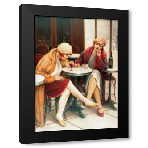 Cafe II Black Modern Wood Framed Art Print with Double Matting by Denis, E