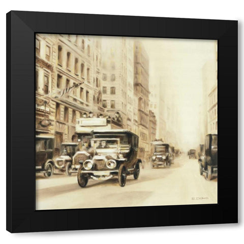 Old street usa Black Modern Wood Framed Art Print with Double Matting by Denis, E