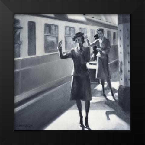 trainstation Black Modern Wood Framed Art Print by Denis, E