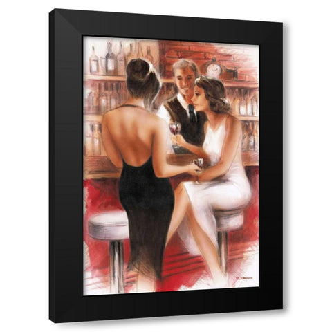 Bar conversations I Black Modern Wood Framed Art Print by Denis, E