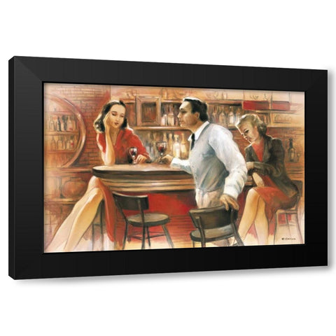 Bar conversations VI Black Modern Wood Framed Art Print by Denis, E