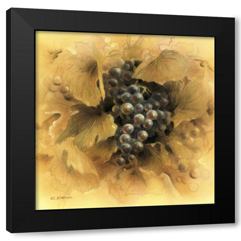 Grapes II Black Modern Wood Framed Art Print with Double Matting by Denis, E