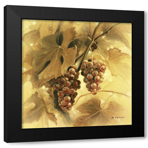 Grapes III Black Modern Wood Framed Art Print with Double Matting by Denis, E