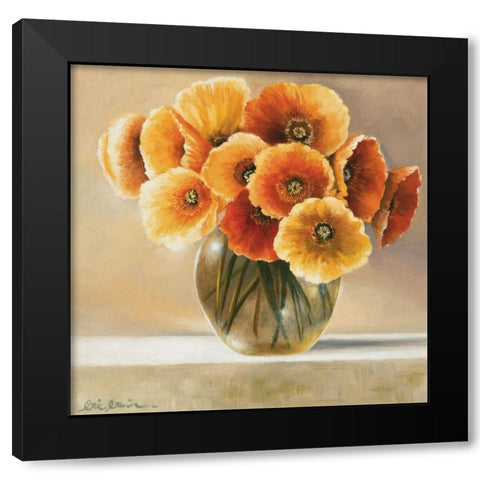 Bouquet in orange Black Modern Wood Framed Art Print by Erwin, Eric
