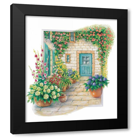 Blossoming courtyard Black Modern Wood Framed Art Print by Erwin, Eric