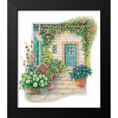 Blossoming courtyard Black Modern Wood Framed Art Print by Erwin, Eric