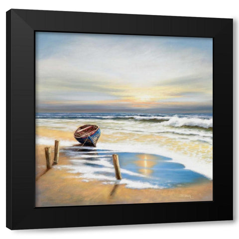 Boat on the shore Black Modern Wood Framed Art Print with Double Matting by Erwin, Eric