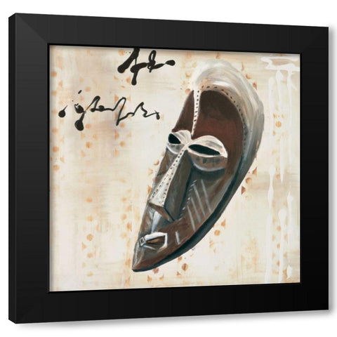 African Mask Black Modern Wood Framed Art Print by Elki,O
