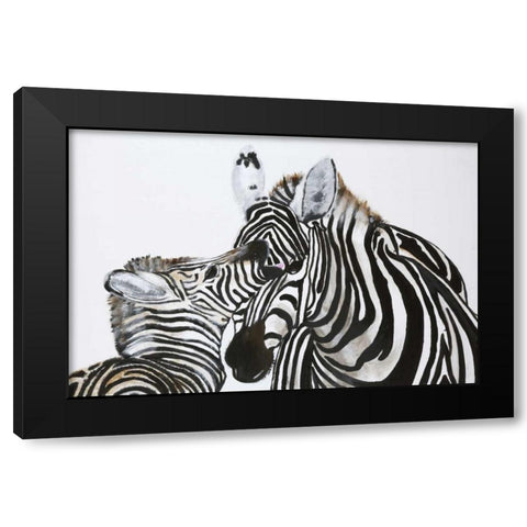 Zebra Black Modern Wood Framed Art Print with Double Matting by Elki,O
