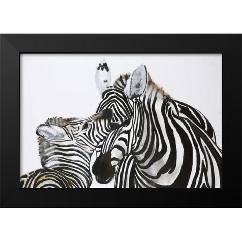 Zebra Black Modern Wood Framed Art Print by Elki,O