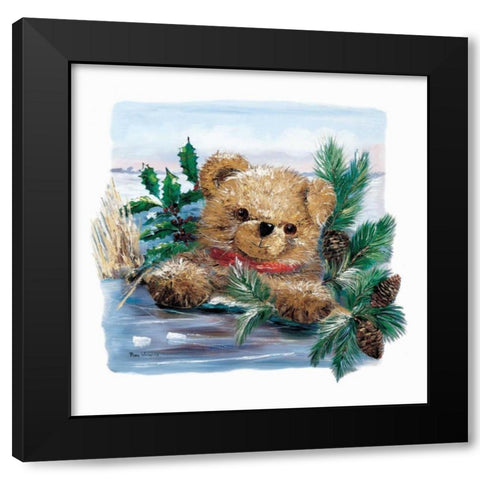 Winter Bear Black Modern Wood Framed Art Print with Double Matting by Withaar, Rian