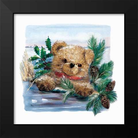 Winter Bear Black Modern Wood Framed Art Print by Withaar, Rian