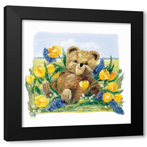 Spring Bear Black Modern Wood Framed Art Print with Double Matting by Withaar, Rian