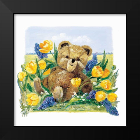 Spring Bear Black Modern Wood Framed Art Print by Withaar, Rian