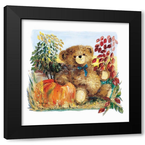 Autumn Bear Black Modern Wood Framed Art Print by Withaar, Rian