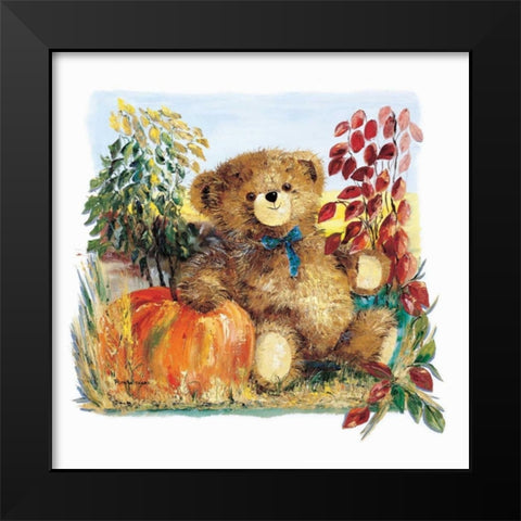 Autumn Bear Black Modern Wood Framed Art Print by Withaar, Rian