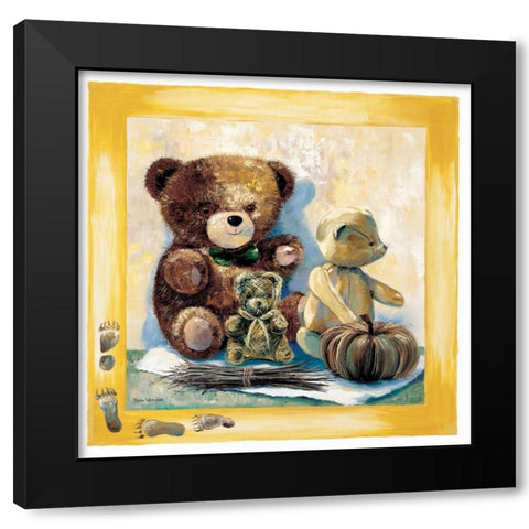 Bear feat Black Modern Wood Framed Art Print by Withaar, Rian