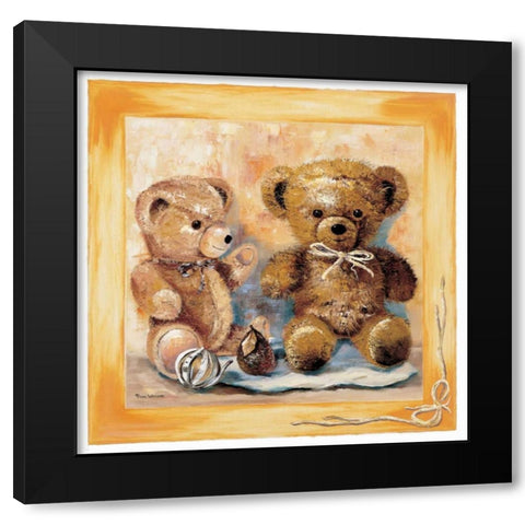 Bears Black Modern Wood Framed Art Print by Withaar, Rian