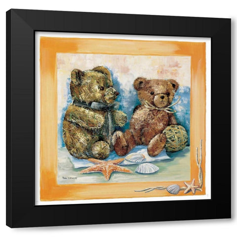 Beach bear Black Modern Wood Framed Art Print by Withaar, Rian