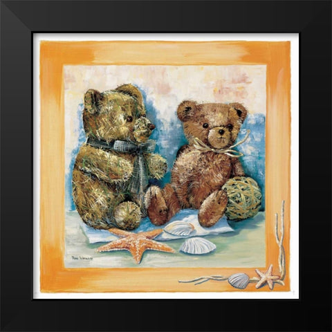 Beach bear Black Modern Wood Framed Art Print by Withaar, Rian