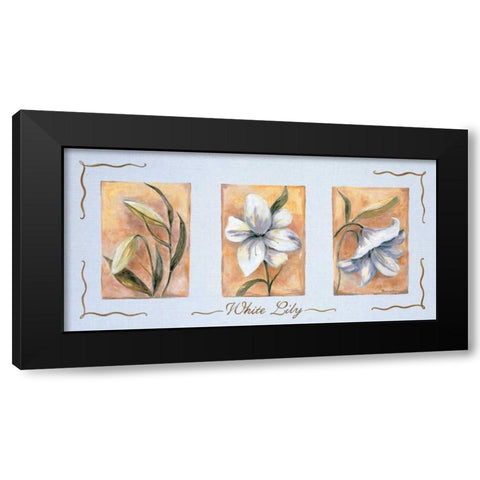 White lily Triptychon Black Modern Wood Framed Art Print by Withaar, Rian