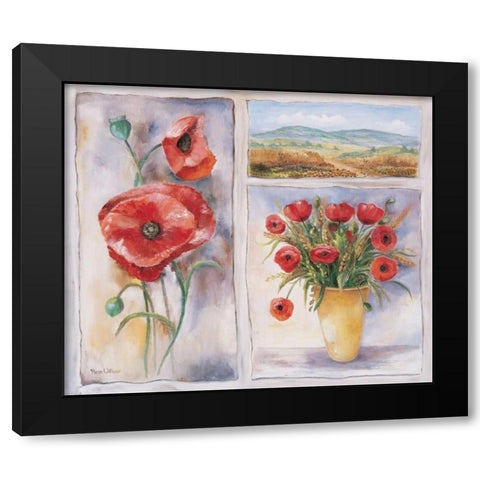 Red trio Black Modern Wood Framed Art Print by Withaar, Rian