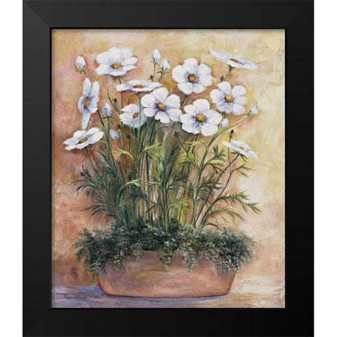 White anemones in bowl Black Modern Wood Framed Art Print by Withaar, Rian