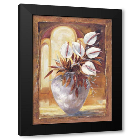White flowers in vase I Black Modern Wood Framed Art Print with Double Matting by Withaar, Rian