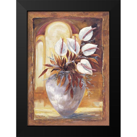 White flowers in vase I Black Modern Wood Framed Art Print by Withaar, Rian