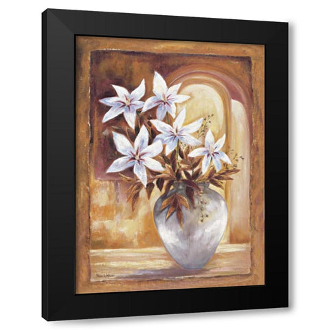 White flowers in vase II Black Modern Wood Framed Art Print by Withaar, Rian