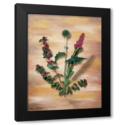 Pink wild flowers Black Modern Wood Framed Art Print with Double Matting by de Bruijn, Hans
