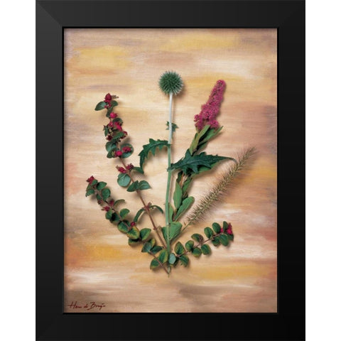 Pink wild flowers Black Modern Wood Framed Art Print by de Bruijn, Hans
