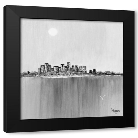 New York Skyline I Black Modern Wood Framed Art Print with Double Matting by de Bruijn, Hans