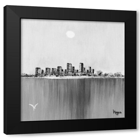 New York Skyline II Black Modern Wood Framed Art Print with Double Matting by de Bruijn, Hans