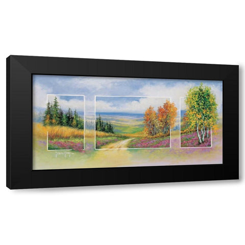 Spring triptychon Black Modern Wood Framed Art Print with Double Matting by de Jong, Johan