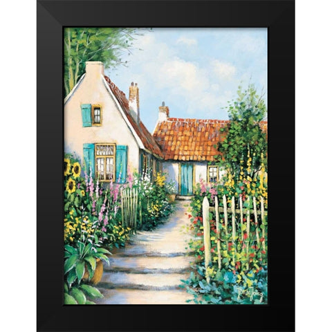 Sunny garden Black Modern Wood Framed Art Print by de Jong, Johan