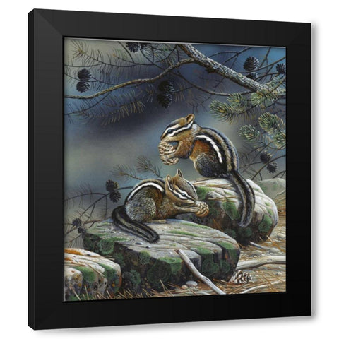 Squirrels Black Modern Wood Framed Art Print by Weenink, Jan