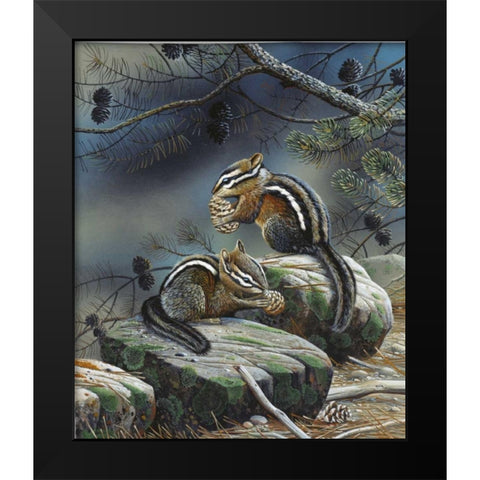 Squirrels Black Modern Wood Framed Art Print by Weenink, Jan